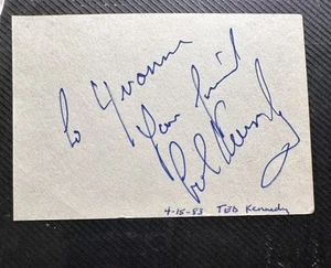 Senator Edward " Ted " Kennedy 1983 Signed Notecard And Photograph - Picture 1 of 3