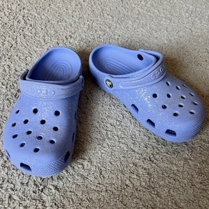 Crocs Classic Platform Glitter Lavender Clog Size J2 - Picture 1 of 6