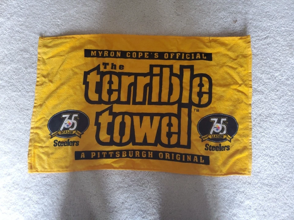 Toalla Terrible Oficial Myron Cope Temporada 75 De Colección Pittsburgh Steelers NUEVA Foto 1 de 1