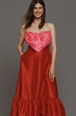 Vestido maxi Hutch Anthropologie coração sem alças casamento retrô preppy tamanho 4 novo com etiquetas - Imagem 1 de 4