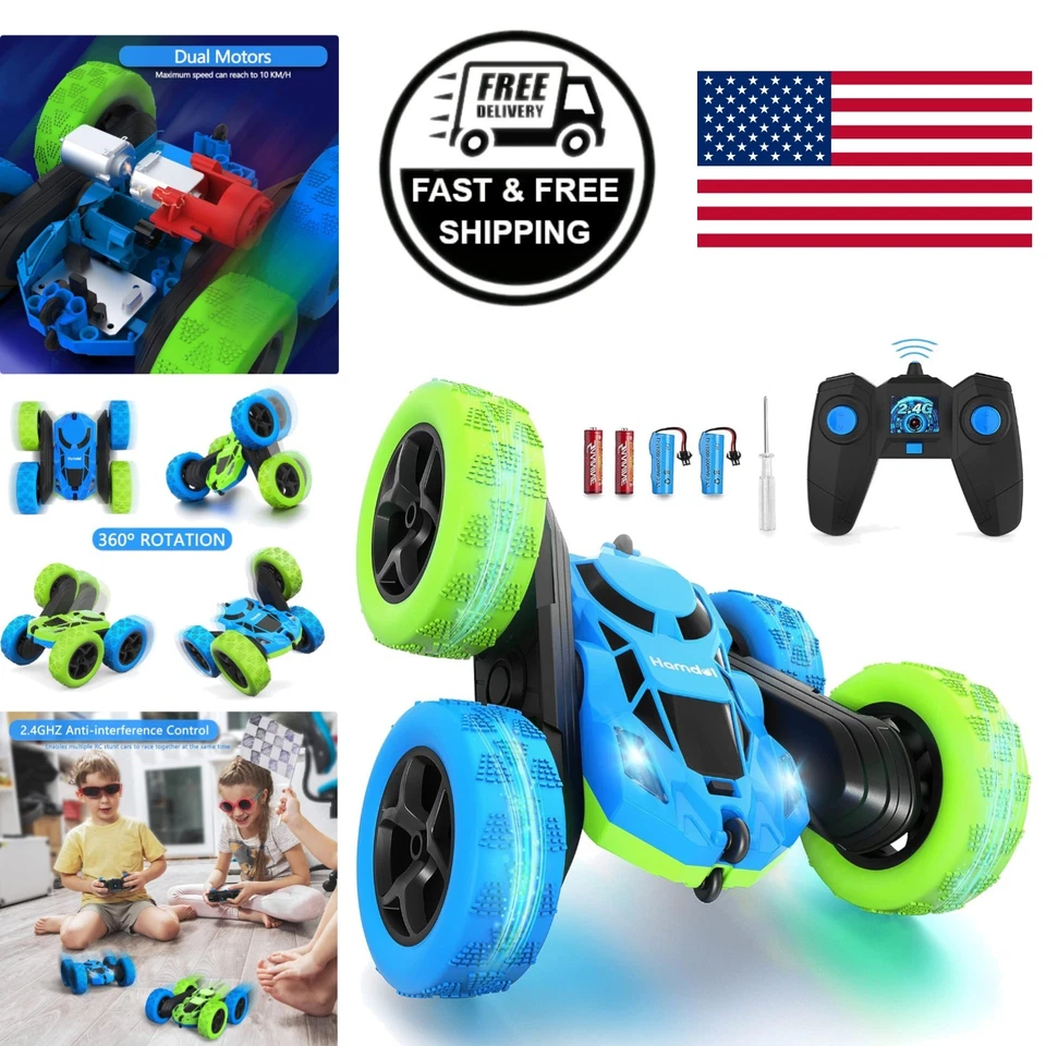 Hamdol Remote Control Car Double Sided 360°rotating 4wd RC Cars With Headligh...