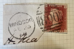 Lovely GB Queen Victoria 1d Red SG43 pl88 piece Windsor Berks 890 duplex pm - Picture 1 of 1