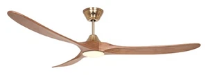 Dc Ceiling Fan Soft with Remote Control Genuine LED Ø 180cm Brass Oak - Picture 1 of 5