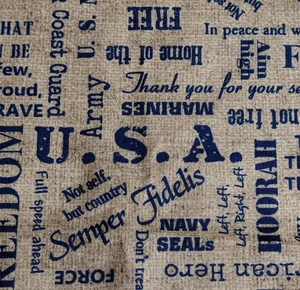 Moda Cotton Fabric BECAUSE OF THE BRAVE Brown US Military Navy Army 44"W x 1 Yd - Picture 1 of 10