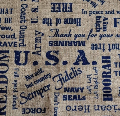 Moda Cotton Fabric BECAUSE OF THE BRAVE Brown US Military Navy Army 44"W x 1 Yd - Image 1 of 4