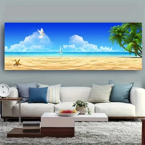 Natural Landscape Canvas Painting Sea View Beach Art Posters Prints Art Wall Art - Picture 1 of 9