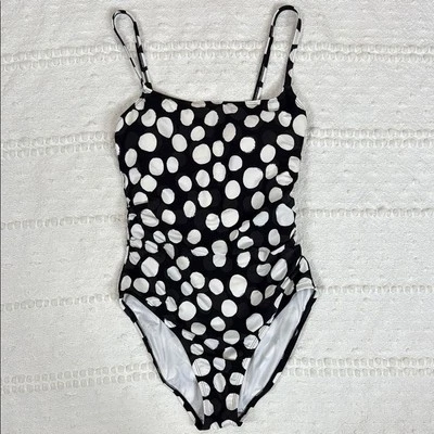 La Blanca Ruched Mod for Dot One Piece Swimsuit Black & White Size 4 - Image 1 of 4