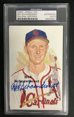 Red Schoendienst Signed Perez Steele Postcard Baseball  HOF Autograph PSA/DNA - Image 1 of 2