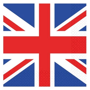 9913037 Union Jack Paper Napkins Pack of 16 Great Britain Tableware Red White - Picture 1 of 3