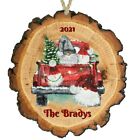 Vintage Truck Gnome Christmas Ornament Personalized, Wood Slice, Truck Ornament