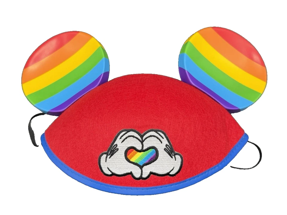 Disney Parks Mickey Mouse Rainbow Heart Gloves Ears Hat