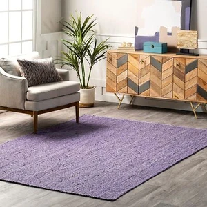 Rug Carpet Purple Color Braided Rectangle Runners Farmhouse Area Rug Living Room - Picture 1 of 8