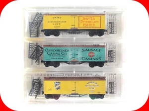 N Scale ***MEAT PACKERS of CHICAGO*** 36' Wood Reefer 3-Pack -Micro Trains 58072 - Picture 1 of 4