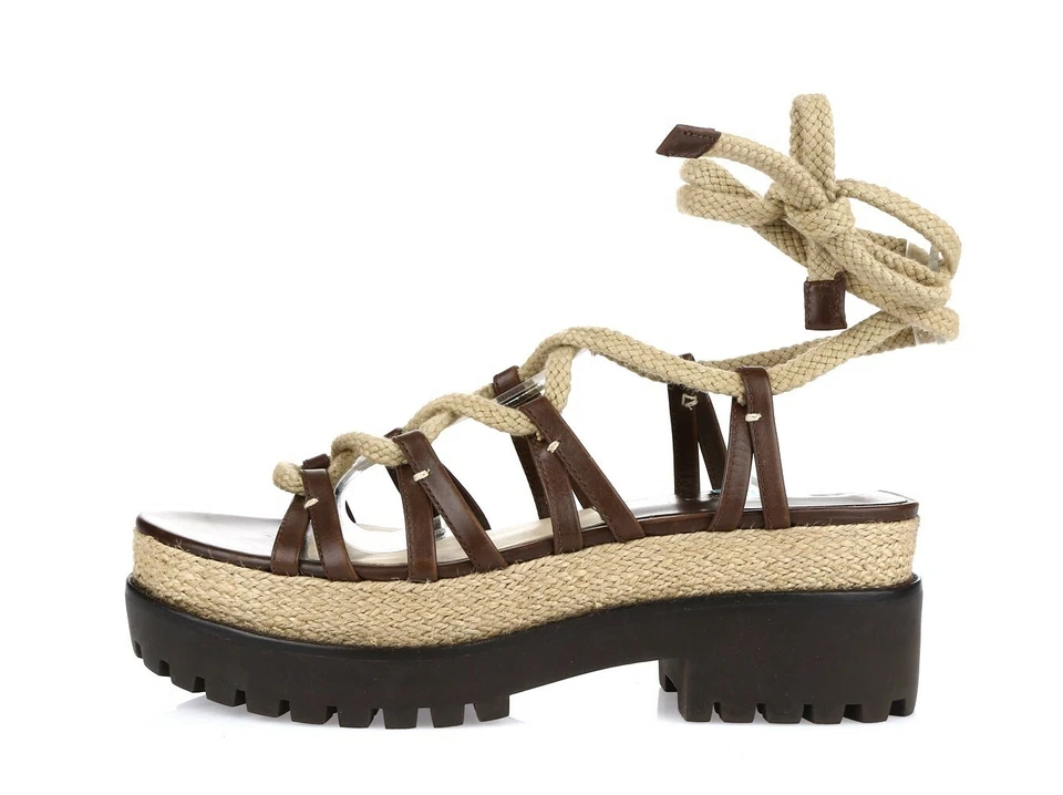 Sandalias Plataforma Gladiador Cuero Marrón Caqui Colección Michael Kors Talla 36 Foto 1 de 4