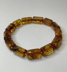 GENUINE BALTIC AMBER Stone Beaded Bracelet.Baltic Amber Stone jewelry Bracelet. - Picture 1 of 13
