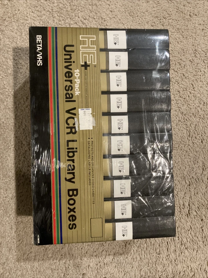 Jasco HE 10-Pack Universal VCR Library Boxes VHS / Beta Storage Boxes HE8698
