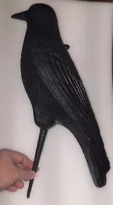 Black Crow Realistic Decoy Plastic Blow Mold w/Stake Outdoor 16" Flambeau - Picture 1 of 8