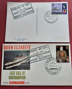 GB - 2 1968 RMS Queen Elizabeth Final Transatlantic Voyage Cunard Cover