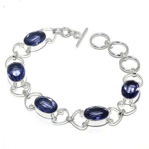 VALENTINO Bracciale gioielli in argento sterling 925 fatto a mano con pietre preziose ametista viola misura 7 8"