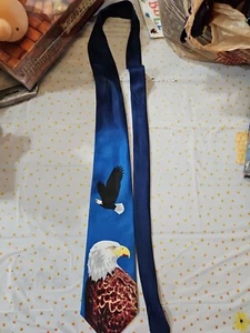 American Bald Eagle Necktie From Steve Harris Paisley Blue  58 Inches - Picture 1 of 5