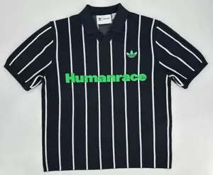 Adidas Shirt Mens Medium Pharrell Human Race Hu Gray Knit Polo Jersey Y2K HU1105 - Picture 1 of 19