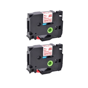 2PK Compatible with Brother P-Touch TZ242 TZe242 Red on White Tape 18mm Label - Picture 1 of 11