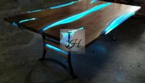 Epoxy Table Dining Sofa Center Live Edge Walnut Wood Table Custom Order 36x24 in - Picture 1 of 2