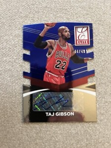 2014 Panini Donruss Elite Status Signatures Blue Die-Cuts /49 Taj Gibson Auto