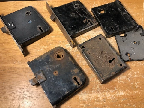 Antique Door Mortise Locks & Parts PF Corbin & Others Lot of 4 Cover