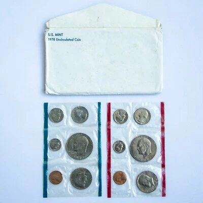 1978 Uncirculated US Mint Set Philadelphia + Denver Original Plastic - 12 coins - Image 1 of 4