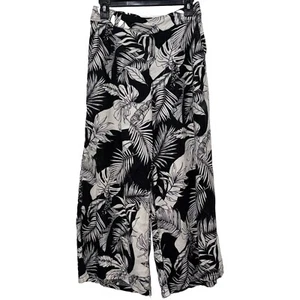 Christian Siriano Black White Tropical Floral Womens Linen Capri Pants XL - Picture 1 of 5