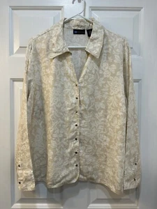 Relativity 100% Linen Lightweight Jacket Women Sz 2X Casual Muted Floral Cottage - Picture 1 of 7