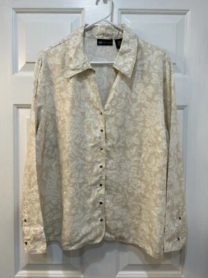 Relativity 100% Linen Lightweight Jacket Women Sz 2X Casual Muted Floral Cottage - Image 1 of 4