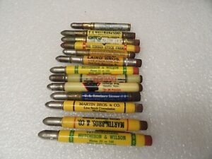Lot of 13 Vintage Bullet Pencils - Livestock, Stock Yards, Cattle, Hogs, Sheep