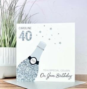 Tarjeta de cumpleaños personalizada hecha a mano 40, 50, 60, 70 mamá, tía, amiga - Imagen 1 de 2