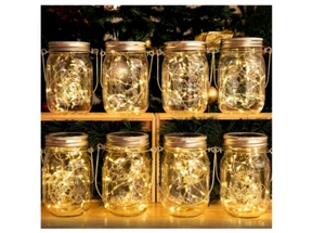 8 Pack Solar Mason Jar Lights, 30LED Hanging Outdoor Mason Jar Solar Lan - Picture 1 of 7