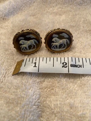 Gemelos Dante Cameo Vintage Caballos Incolay Marrón  Foto 1 de 4