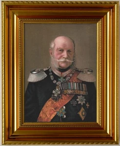 Emperador Guillermo I, muchas órdenes. Impresión artística, enmarcada noble. - Imagen 1 de 1