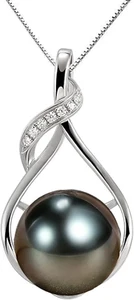 Gifts for Women Wife-Tahitian-Black-Pearl-Necklace-Gift for Wife Wedding Birthda - Picture 1 of 11