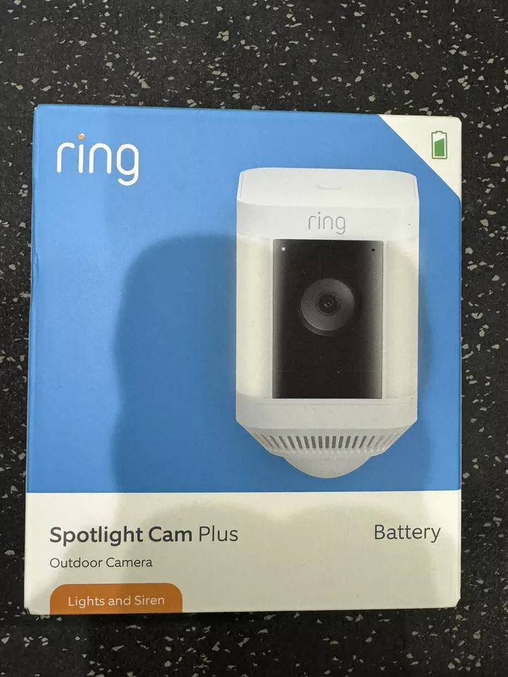 Ring Spotlight Cam Plus Battery Powered Outdoor Camera Lights and Siren White - Image 1 of 4