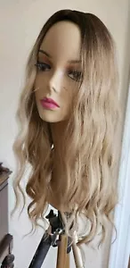 Wavy Topper Ash Blonde. Middle Part Silky Synthetic Hair Heat Friendly - Picture 1 of 7