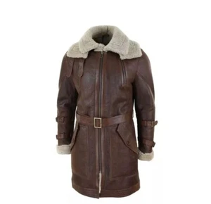 Trench cappotto pelle uomo vintage giacca lunga doppio colletto stile cintura - Foto 1 di 7