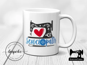 Sewciopath with Sewing Machine White Ceramic Mug, Sewing Themed Mug, Great Gift - Picture 1 of 1