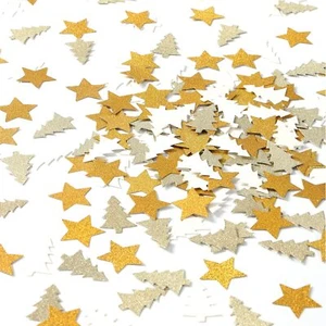 White-Gold Star Confetti 300pcs Christmas-Tree Table Centerpiece Birthday - Picture 1 of 6