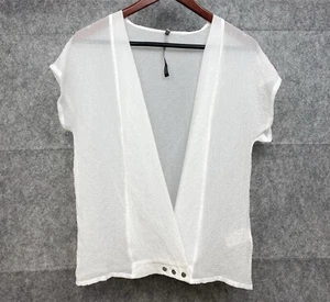 Cop Copine Shalako Top Shirt Blouse Women’s Size 40 LARGE Sheer White Plunging V - Picture 1 of 15