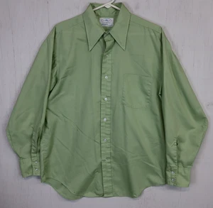 True Vintage Pennys Towncraft Button Front Shirt Green Long Sleeve Polyester L - Picture 1 of 9
