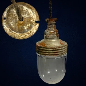 Antique Industrial Benjamin Copper Pendant Globe Hang Light Fixture Machine Age - Picture 1 of 21