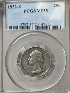 1932-S PCGS VF35 Washington Quarter - Picture 1 of 6