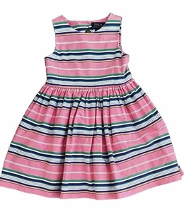 Ralph Lauren Girls Pink Stripe Sun Dress, Girls 6X Lined, Cut Out Back, Buttons - Picture 1 of 7