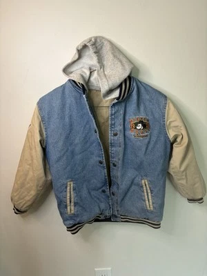 Route 66 Vintage Jacket Boys Youth 8/10 Blue Bomber Denim Hooded Outdoor 1990s - Image 1 of 4
